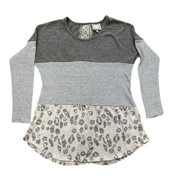 L & S cardigan top tunic boho style multicolored striped cheetah print Small - Picture 5 of 15